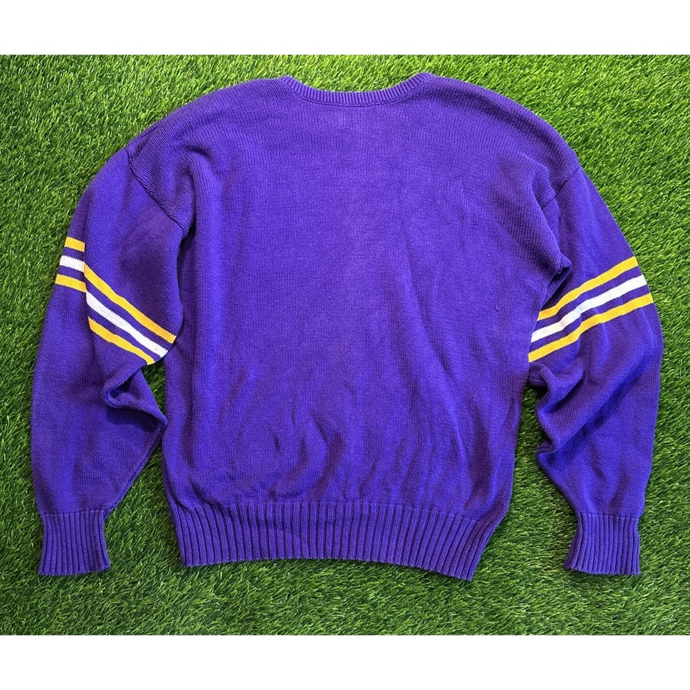 Vintage 1980's LSU TIGERS Cliff Engle Crew Neck Knit Sweater Made in‎ USA Large - Picture 10 of 11
